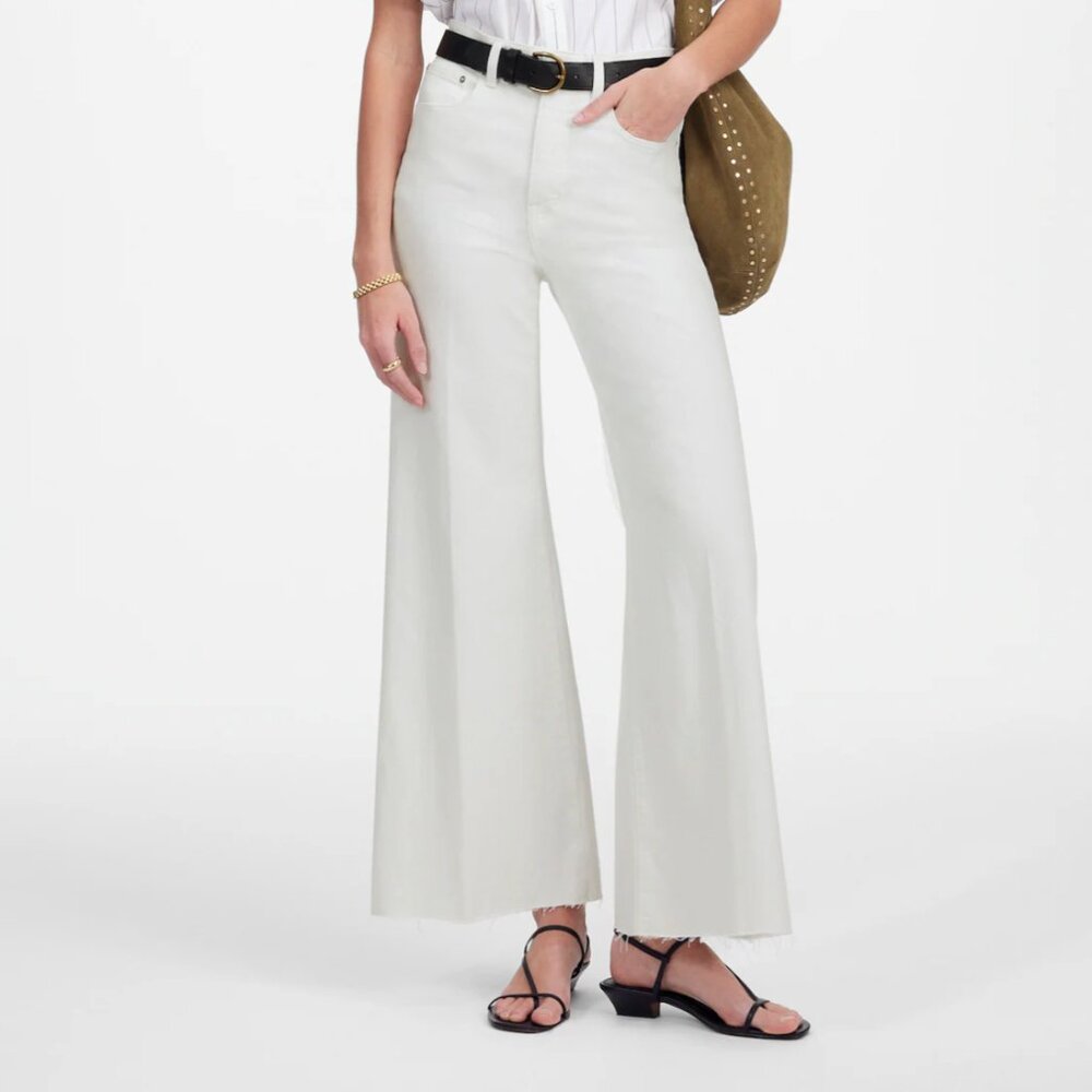 Madewell Flared Wide-Leg Crop Jeans white